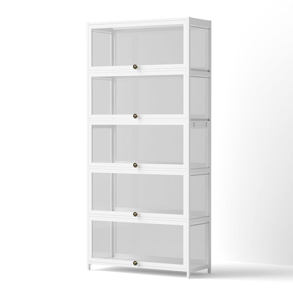 Artiss 5-Tier Display Cabinet Storage Bookshelf Clear Shelf White-Furniture > Living Room > Bookcases & Shelves-PEROZ Accessories