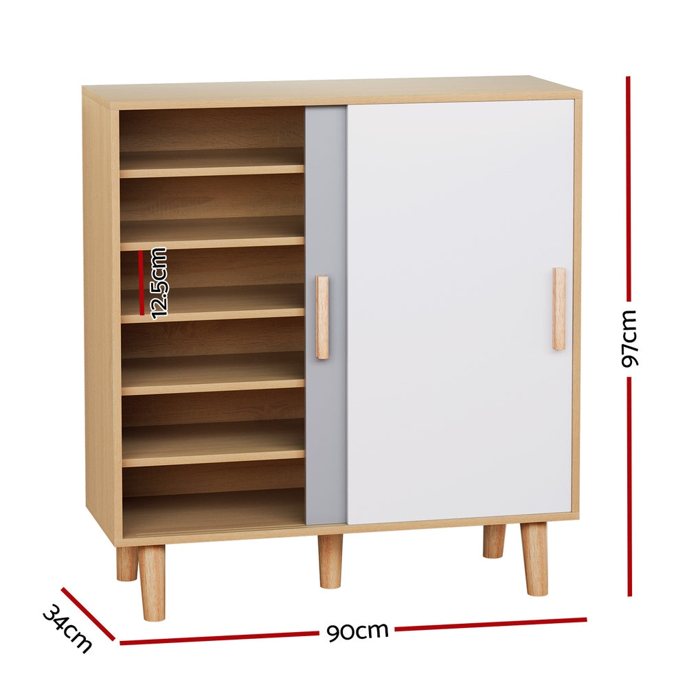 Artiss Shoe Cabinet 30 Pairs Sliding Doors-Furniture > Bedroom-PEROZ Accessories