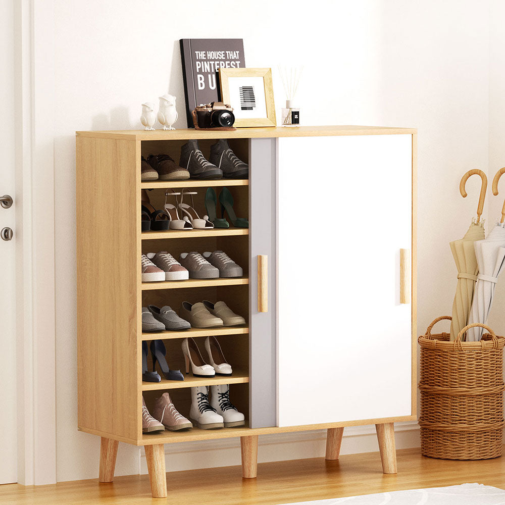 Artiss Shoe Cabinet 30 Pairs Sliding Doors-Furniture > Bedroom-PEROZ Accessories