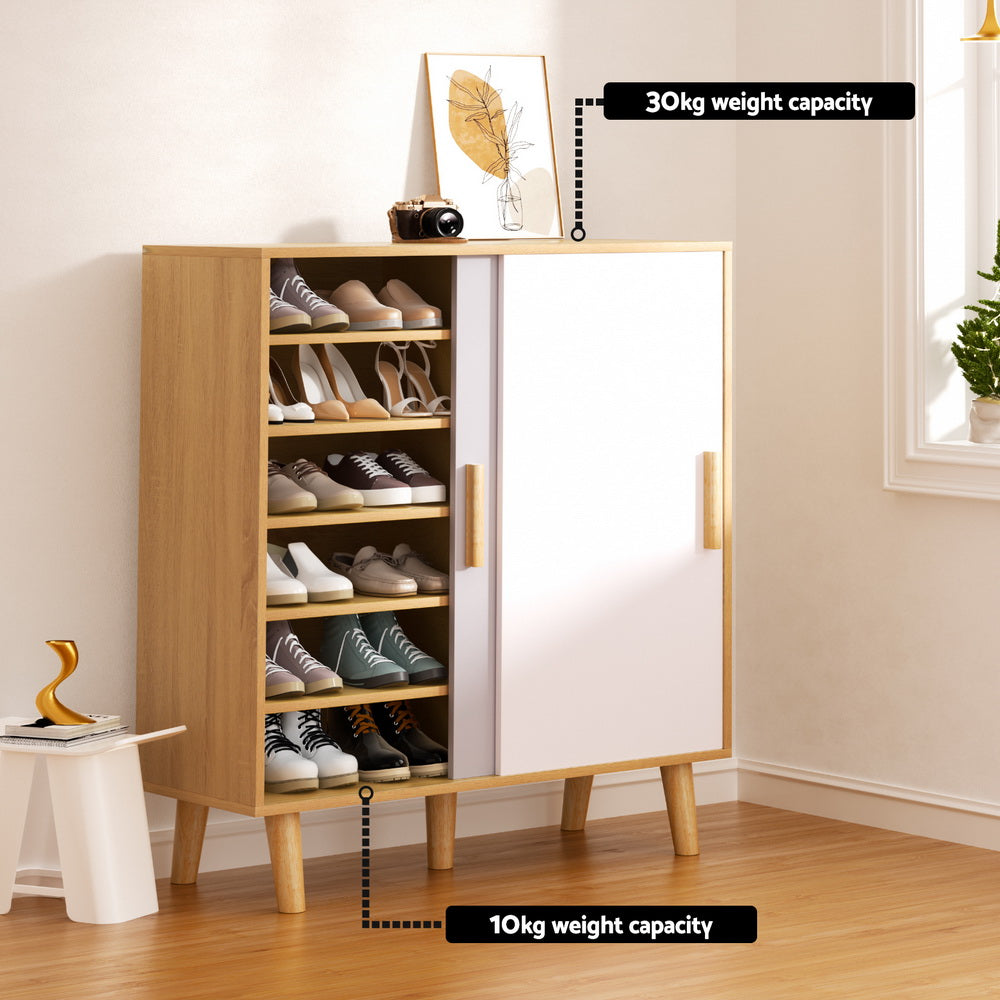Artiss Shoe Cabinet 30 Pairs Sliding Doors-Furniture > Bedroom-PEROZ Accessories