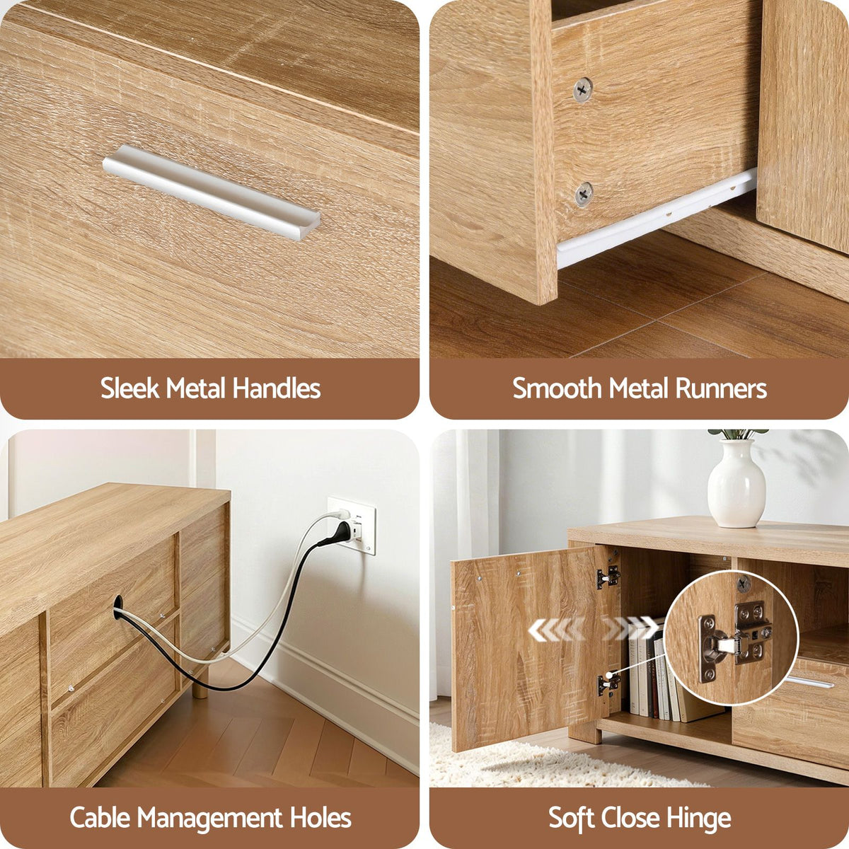 Artiss TV Unit & Coffee Table Set Storage Drawer Pine-Furniture > Living Room > Coffee Tables-PEROZ Accessories