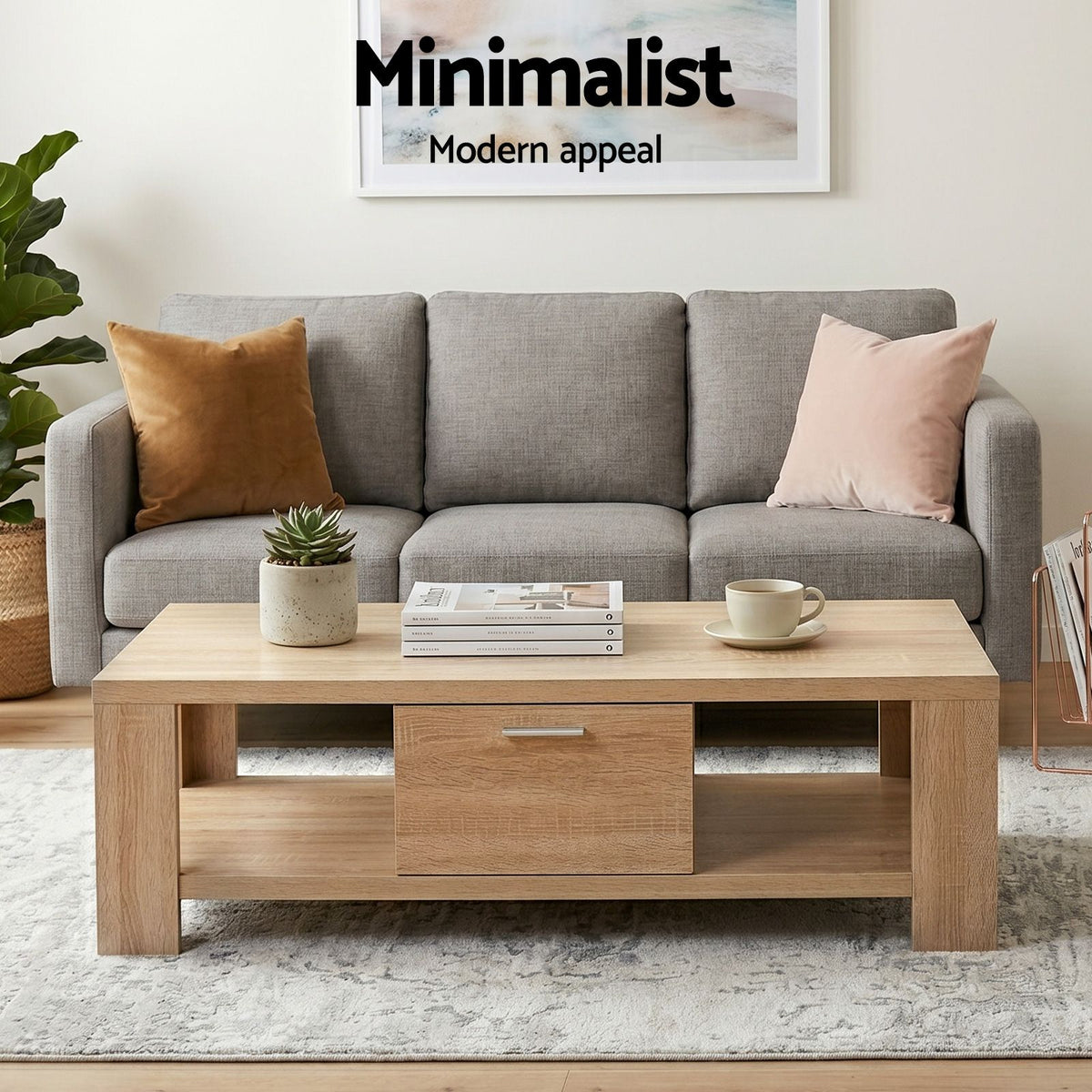 Artiss TV Unit & Coffee Table Set Storage Drawer Pine-Furniture > Living Room > Coffee Tables-PEROZ Accessories