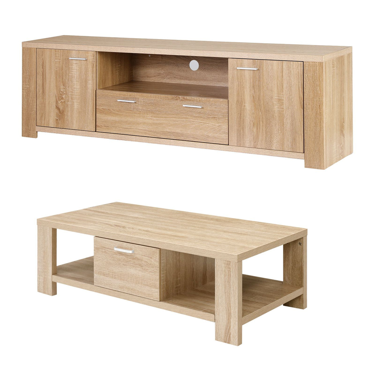 Artiss TV Unit & Coffee Table Set Storage Drawer Pine-Furniture > Living Room > Coffee Tables-PEROZ Accessories