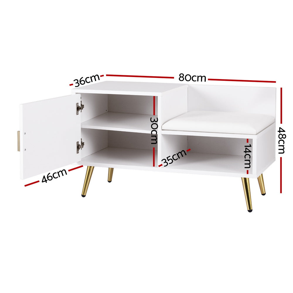 Artiss Shoe Rack Cabinet Bench 6 Pairs White-Furniture > Living Room > Shoe Storage-PEROZ Accessories