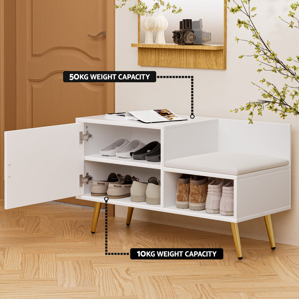 Artiss Shoe Rack Cabinet Bench 6 Pairs White-Furniture > Living Room > Shoe Storage-PEROZ Accessories