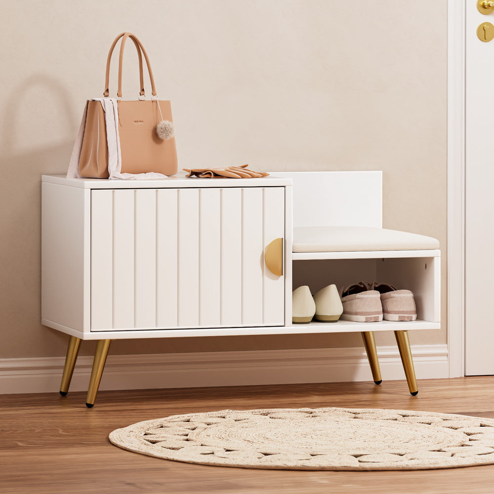 Artiss Shoe Rack Cabinet Bench 6 Pairs White-Furniture > Living Room > Shoe Storage-PEROZ Accessories