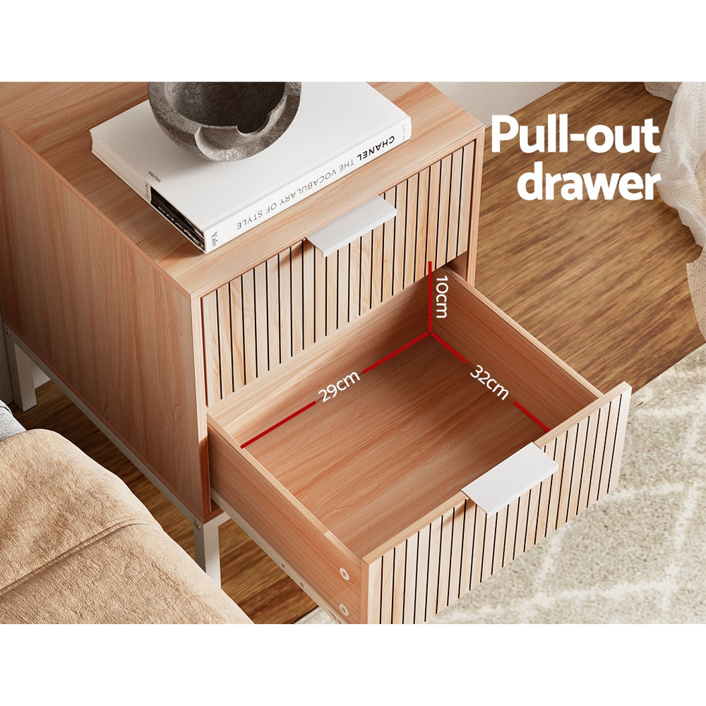 Artiss Bedside Table Drawers Side End Table Storage Cabinet Nightstand Pine LURA-Furniture > Bedroom-PEROZ Accessories