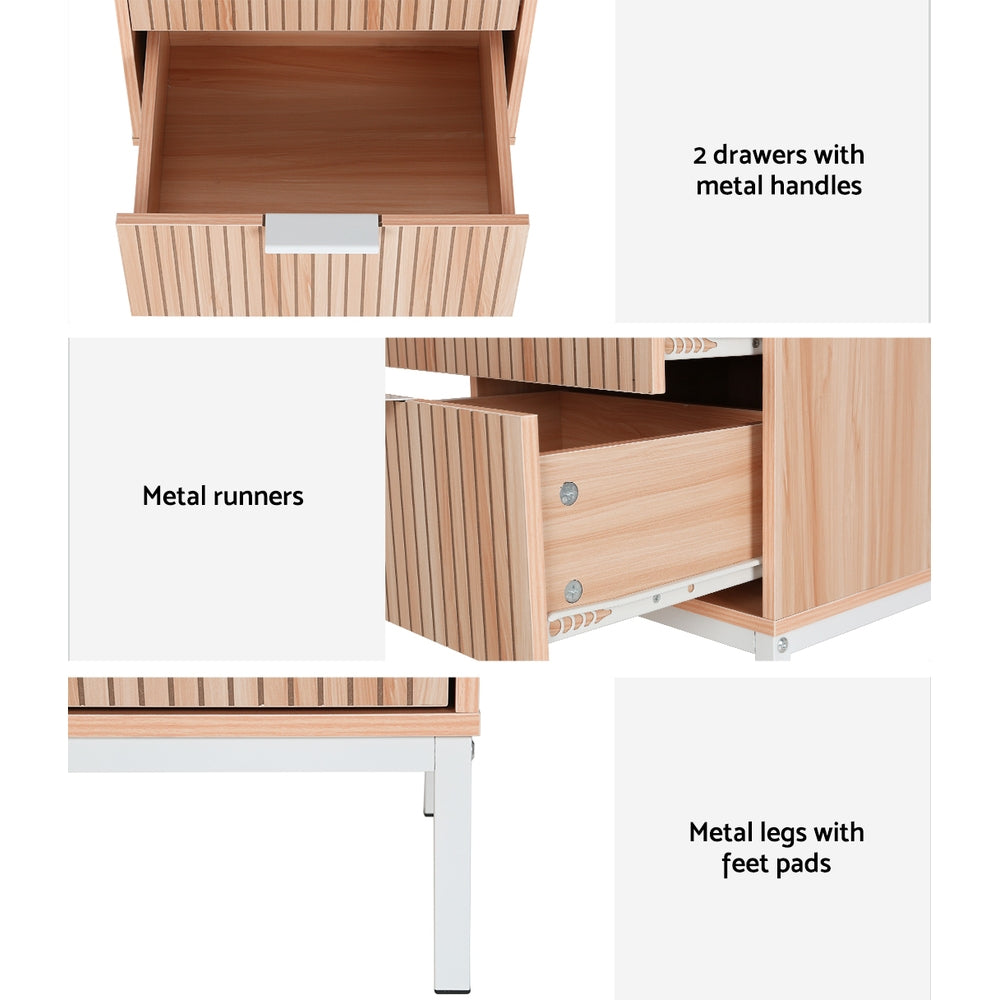 Artiss Bedside Table Drawers Side End Table Storage Cabinet Nightstand Pine LURA-Furniture > Bedroom-PEROZ Accessories