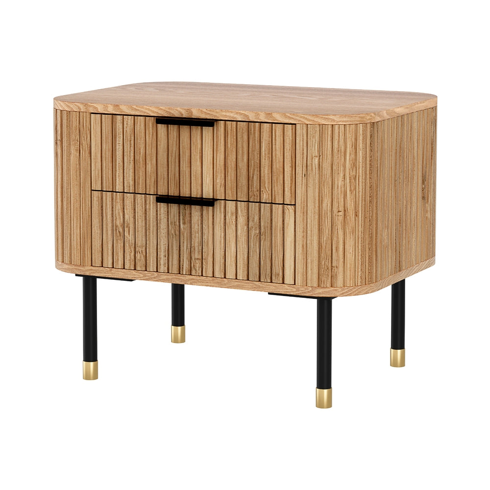 Artiss Bedside Table 2 Drawers Paulownia Wood Pine-Furniture > Bedroom > Bedside Tables-PEROZ Accessories