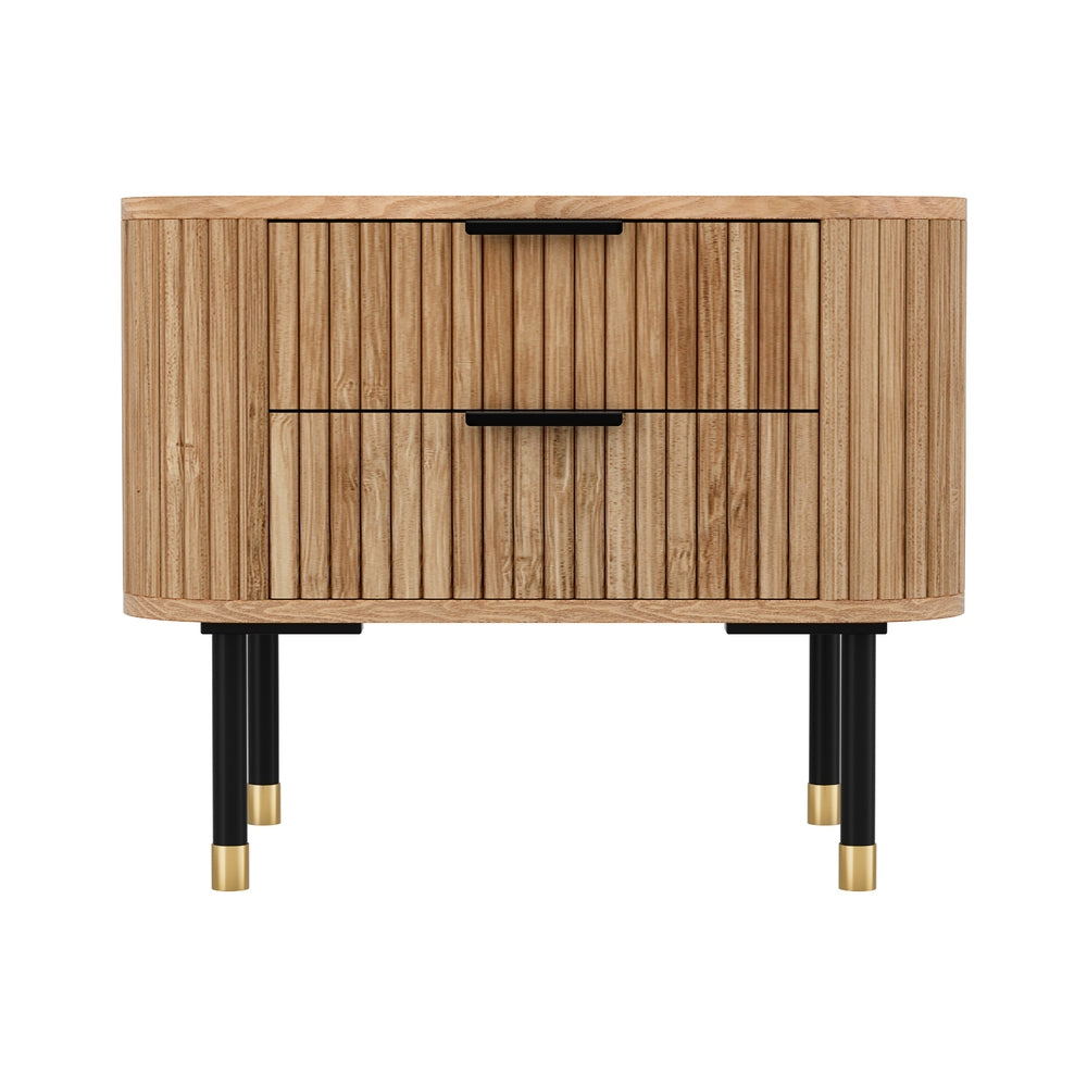 Artiss Bedside Table 2 Drawers Paulownia Wood Pine-Furniture > Bedroom > Bedside Tables-PEROZ Accessories