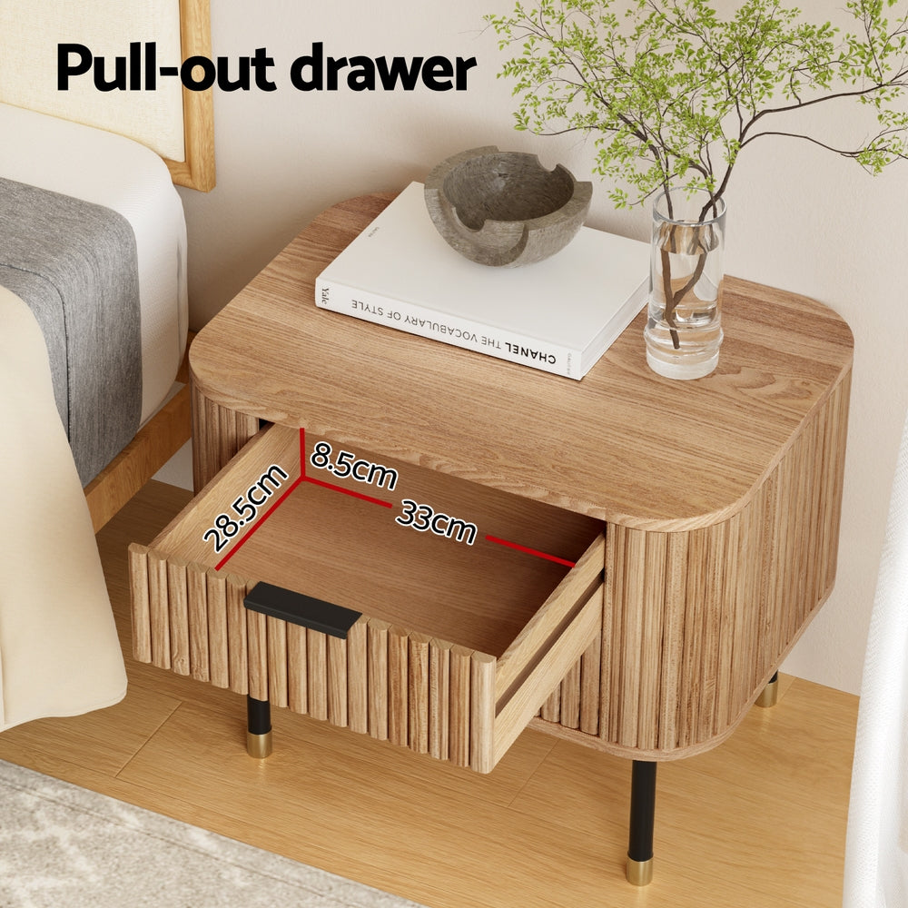 Artiss Bedside Table 2 Drawers Paulownia Wood Pine-Furniture > Bedroom > Bedside Tables-PEROZ Accessories