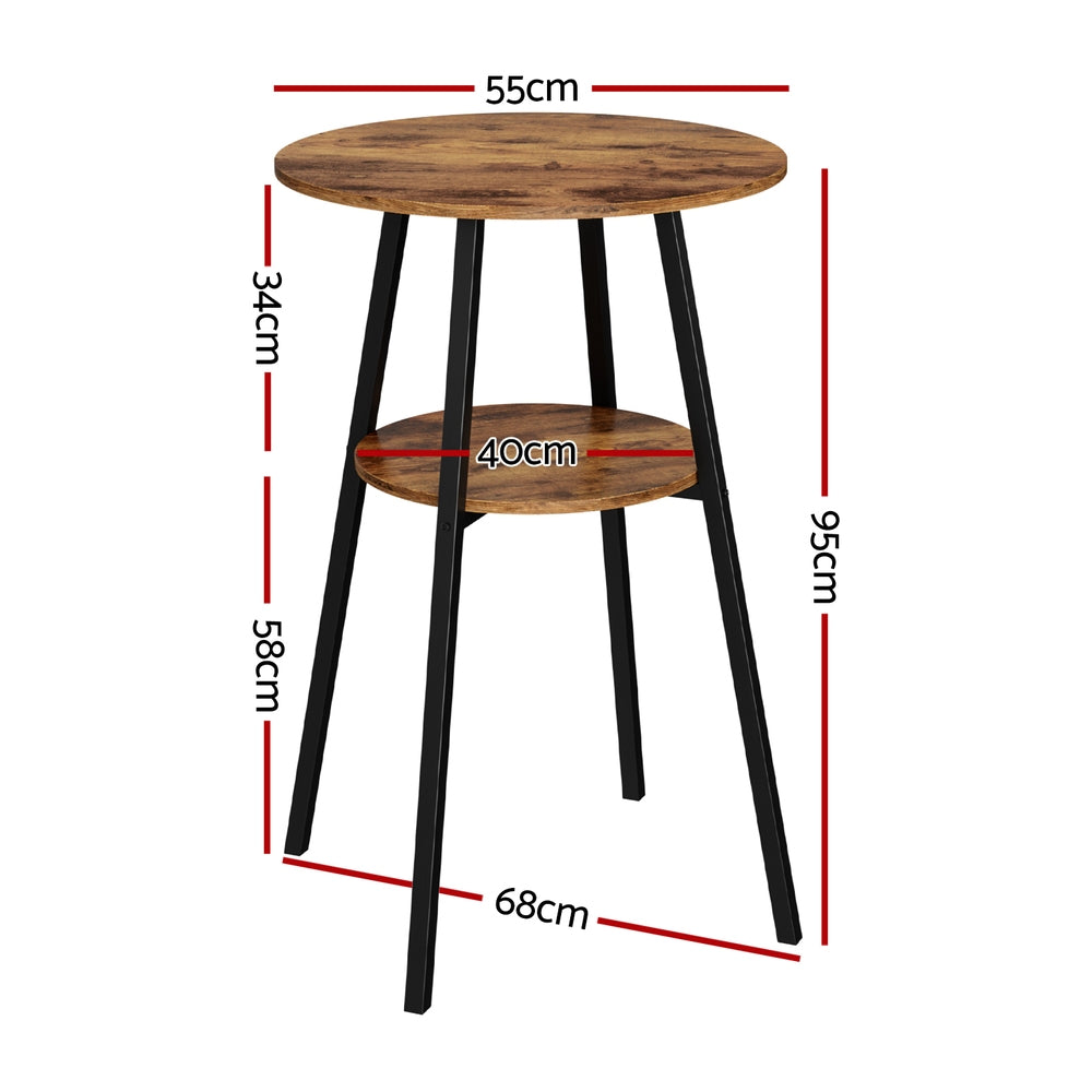 Artiss Industrial Bar Table with 2-Tier Organizer Weather-Resistant MDF Top Steel Frame-Furniture > Bar Stools & Chairs > Table & Bar Stools-PEROZ Accessories