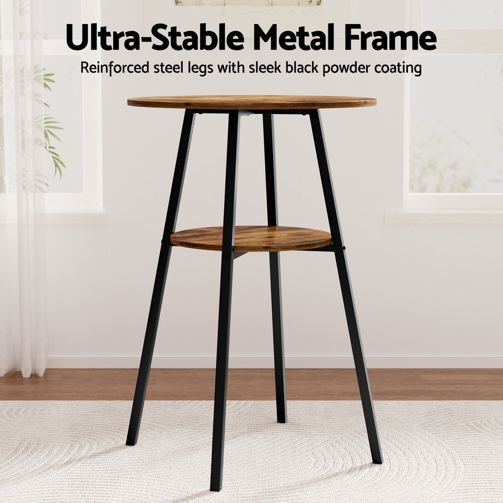 Artiss Industrial Bar Table with 2-Tier Organizer Weather-Resistant MDF Top Steel Frame-Furniture > Bar Stools & Chairs > Table & Bar Stools-PEROZ Accessories