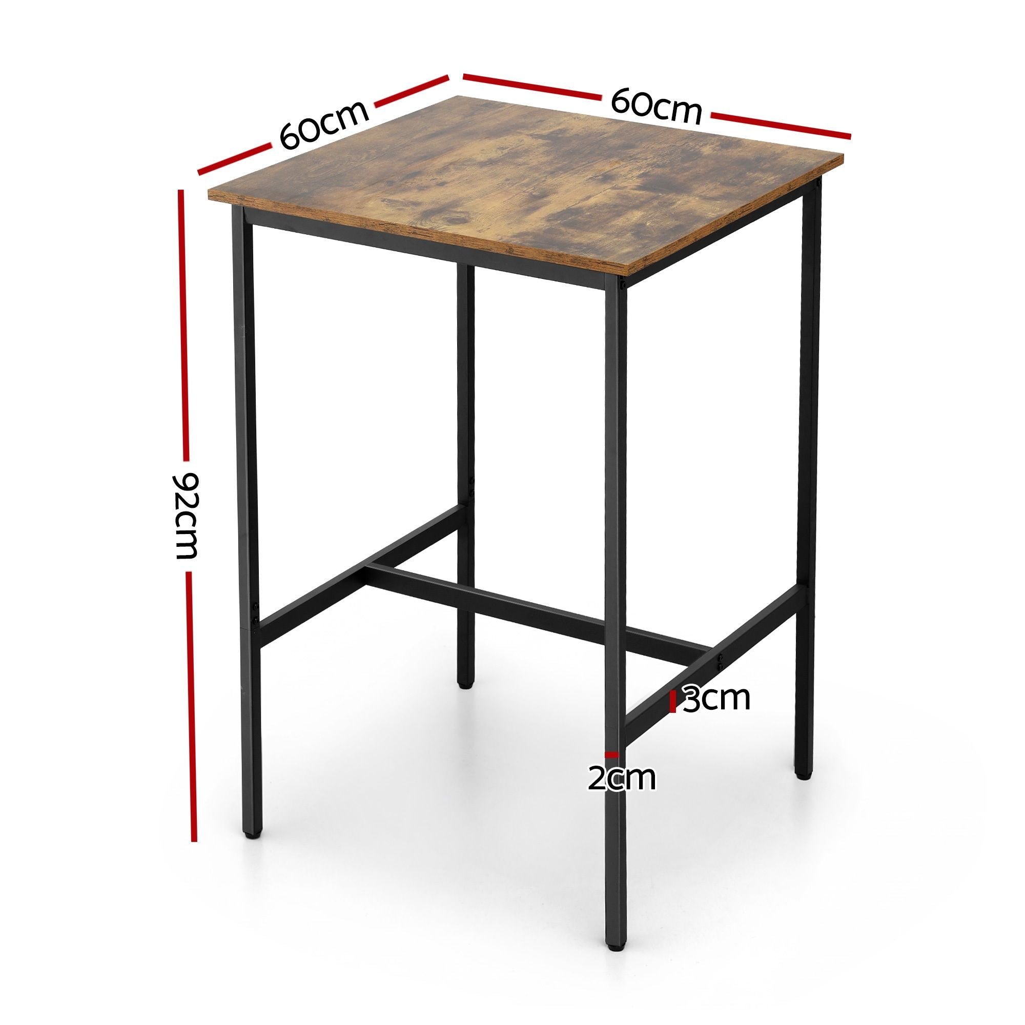 Artiss Bar Table Counter Kitchen Dining Desk Pub 60x92cm Vintage Metal Walnut-Furniture > Living Room > Coffee Tables-PEROZ Accessories