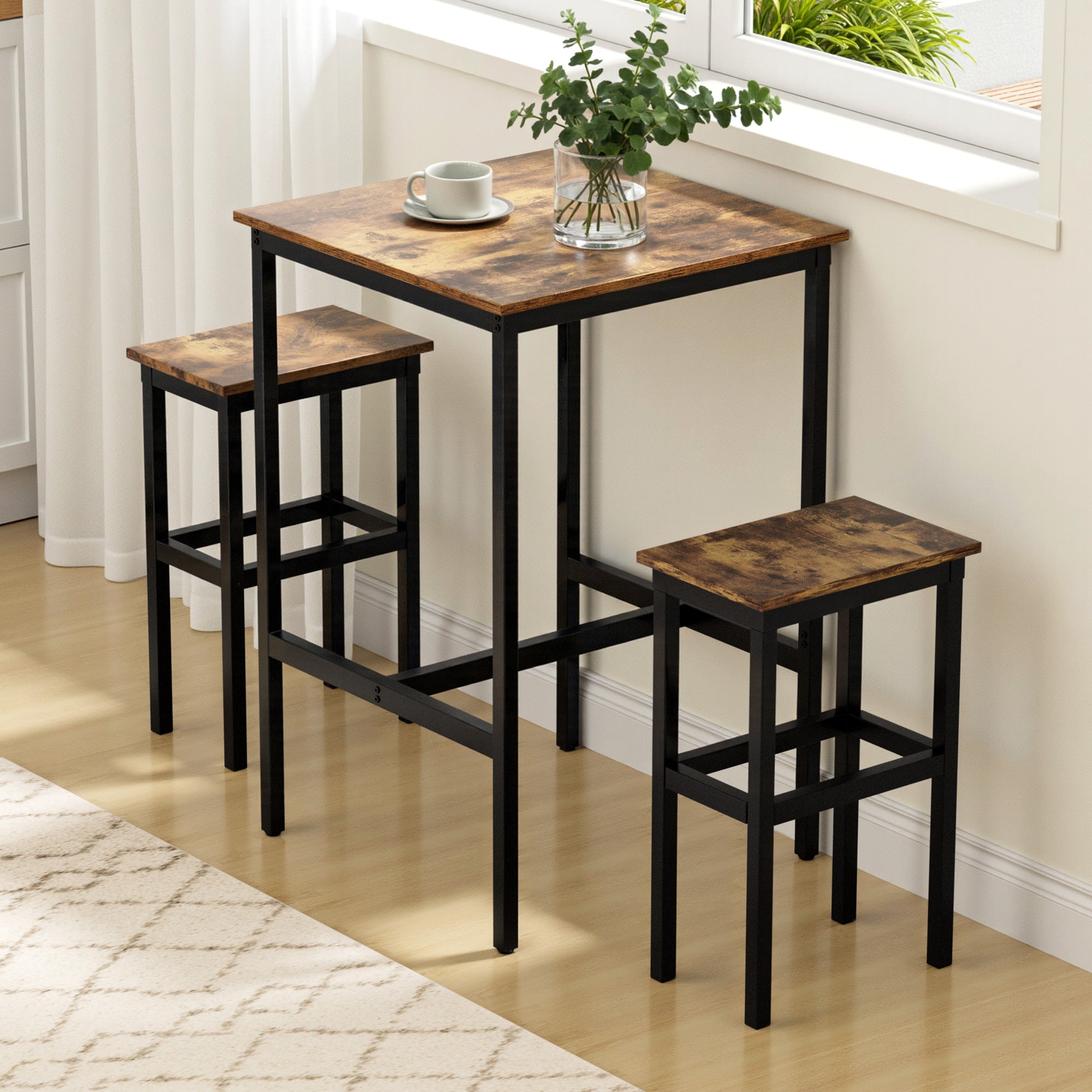 Artiss Bar Table Counter Kitchen Dining Desk Pub 60x92cm Vintage Metal Walnut-Furniture > Living Room > Coffee Tables-PEROZ Accessories