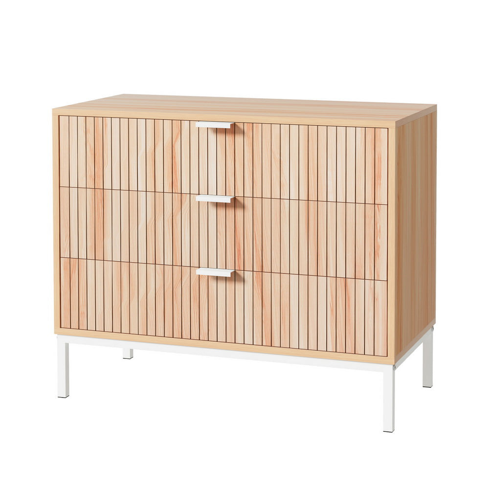 Artiss 3 Chest of Drawers - LURA Pine-Furniture > Bedroom-PEROZ Accessories