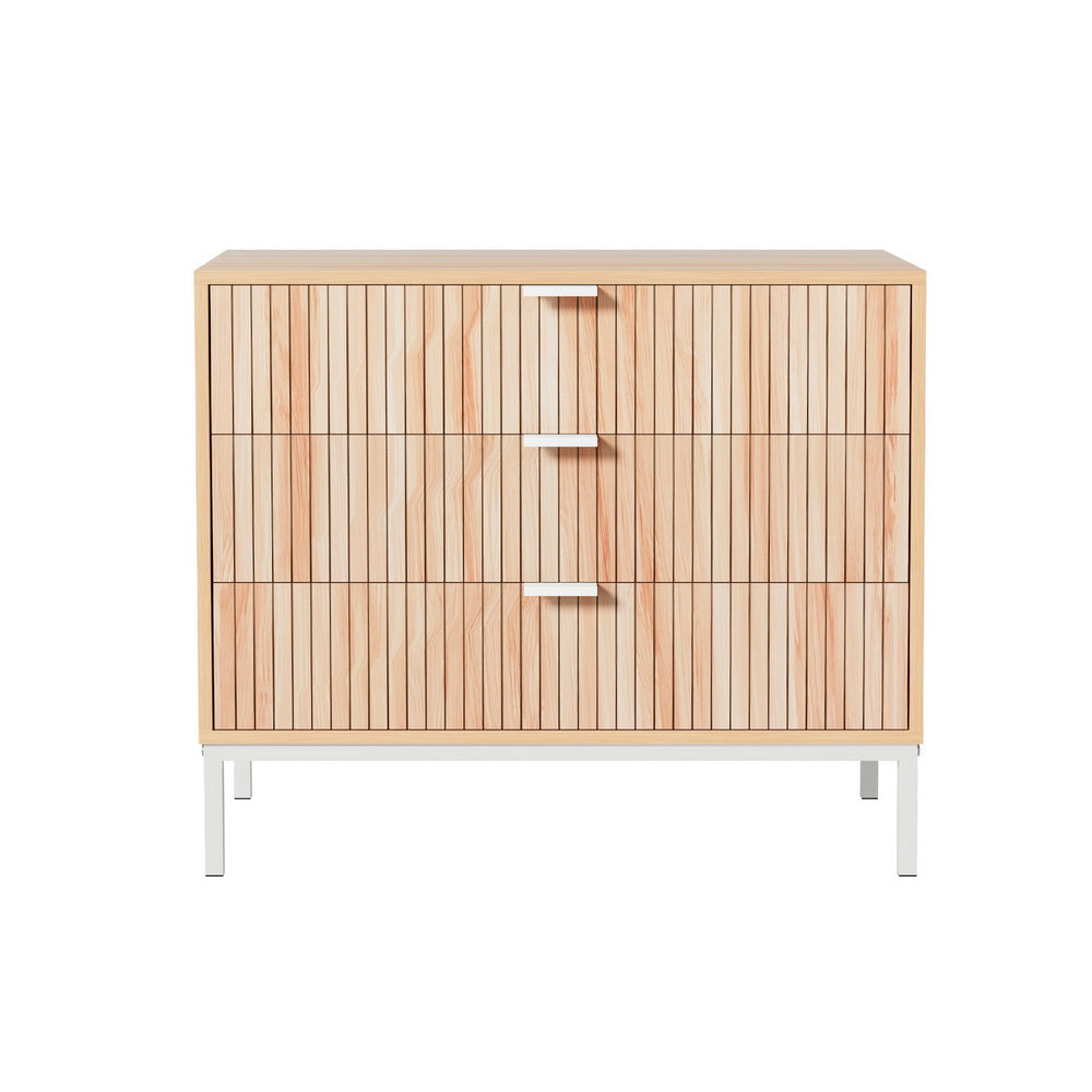 Artiss 3 Chest of Drawers - LURA Pine-Furniture > Bedroom-PEROZ Accessories