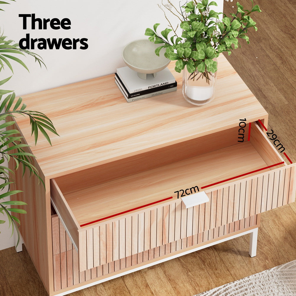 Artiss 3 Chest of Drawers - LURA Pine-Furniture > Bedroom-PEROZ Accessories