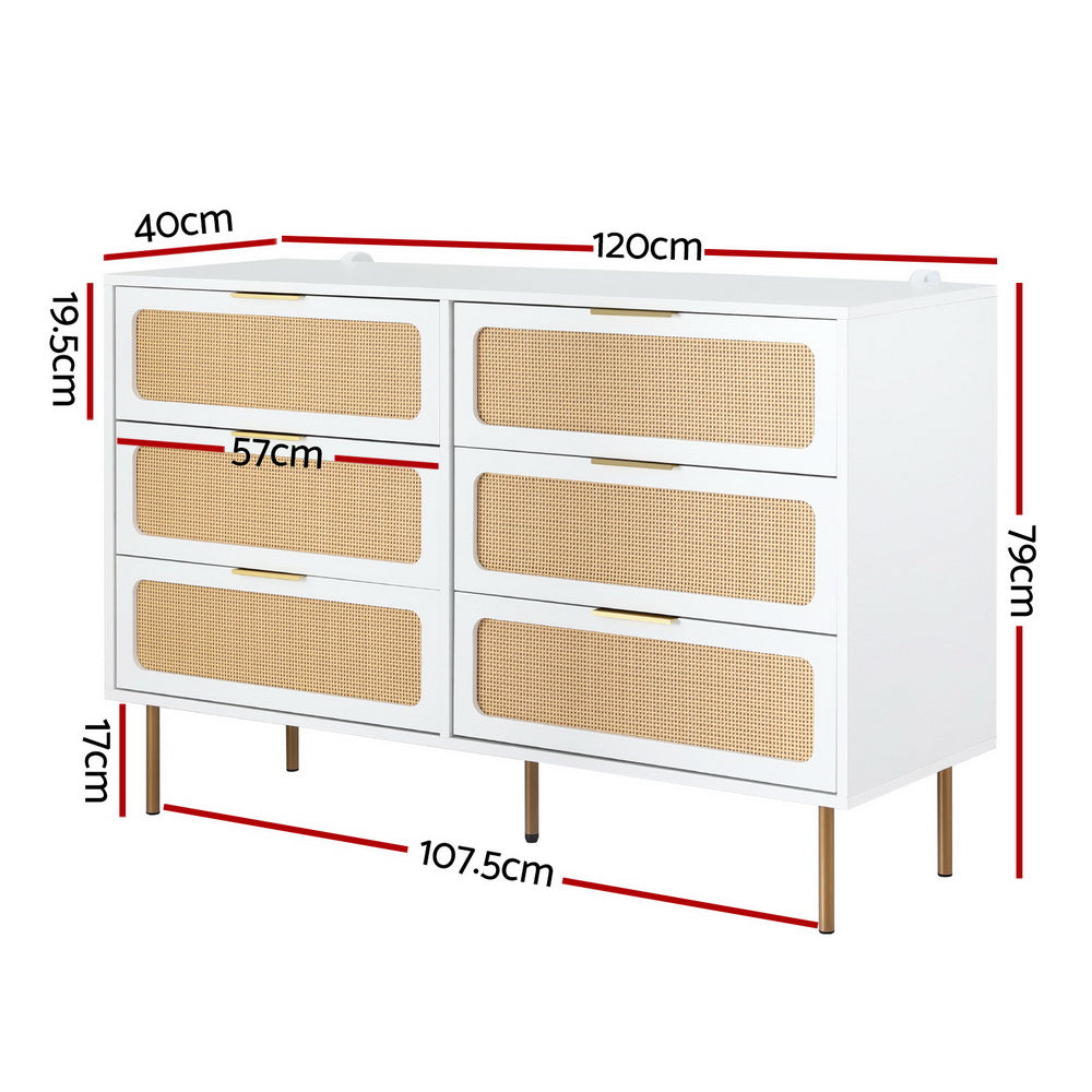 Artiss Chest of 6 Drawers Lowboy Cabinet White-Furniture > Office > Storage Cabinets-PEROZ Accessories