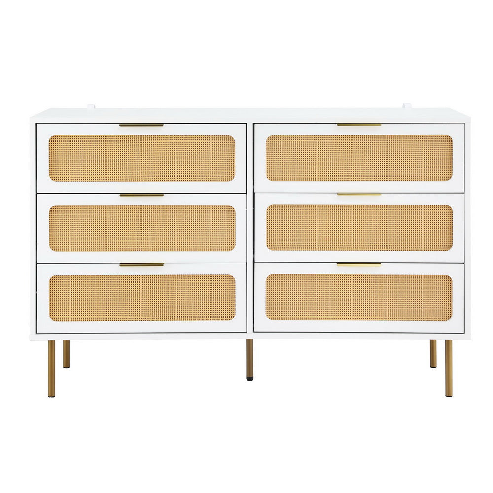 Artiss Chest of 6 Drawers Lowboy Cabinet White-Furniture > Office > Storage Cabinets-PEROZ Accessories