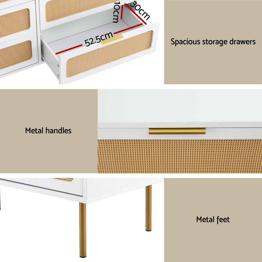 Artiss Chest of 6 Drawers Lowboy Cabinet White-Furniture > Office > Storage Cabinets-PEROZ Accessories