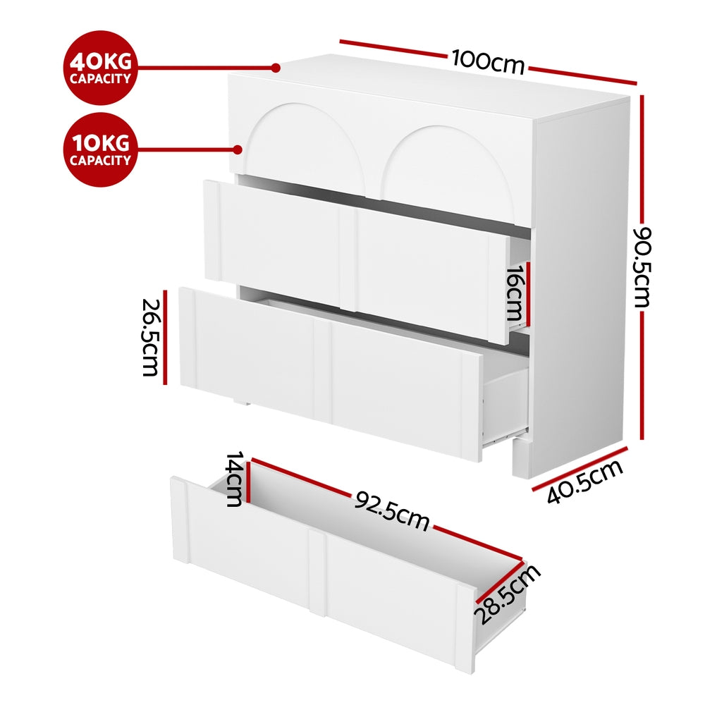 Artiss 3 Chest of Drawers Lowboy Dresser Cabinet White-Furniture > Bedroom > Dressers-PEROZ Accessories