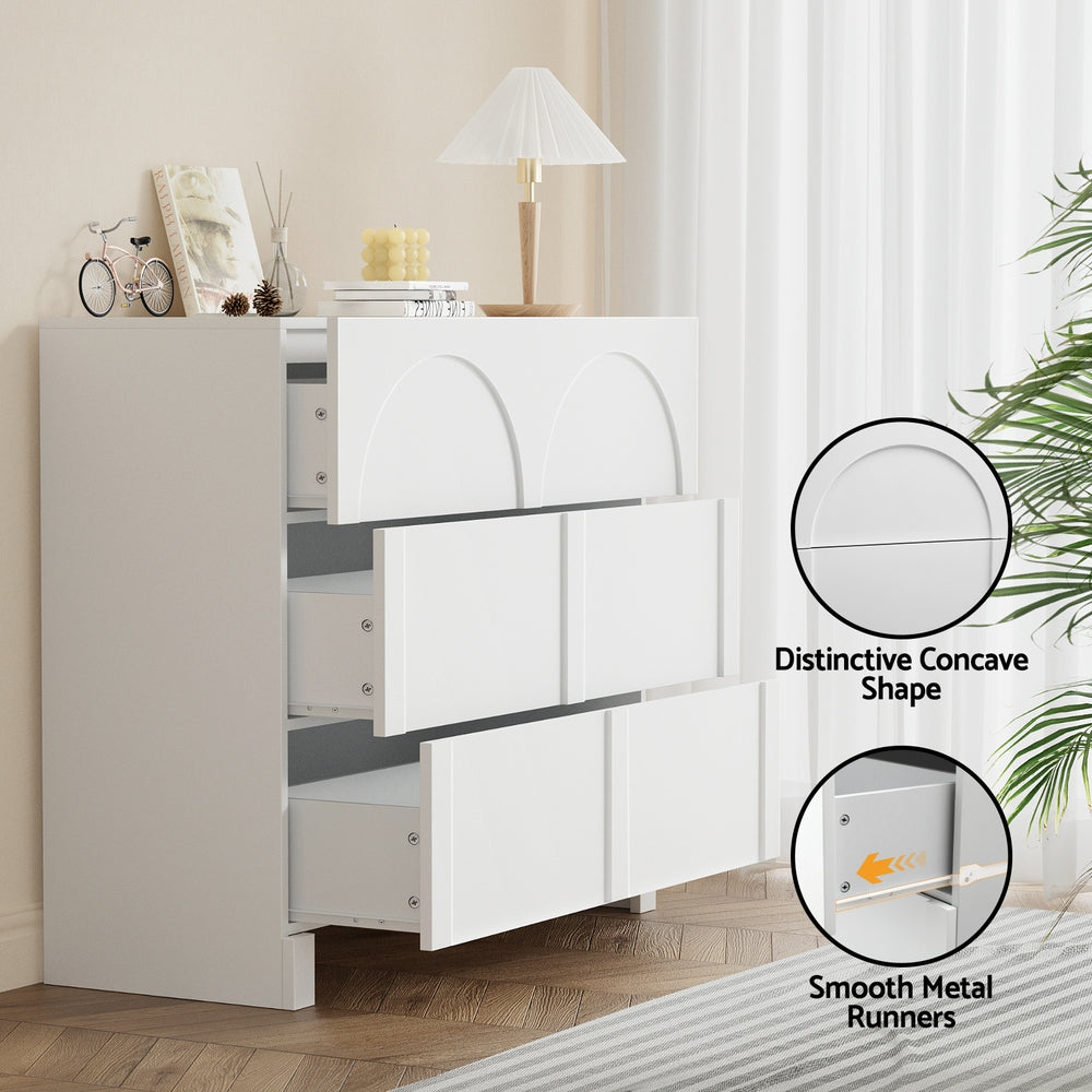 Artiss 3 Chest of Drawers Lowboy Dresser Cabinet White-Furniture > Bedroom > Dressers-PEROZ Accessories