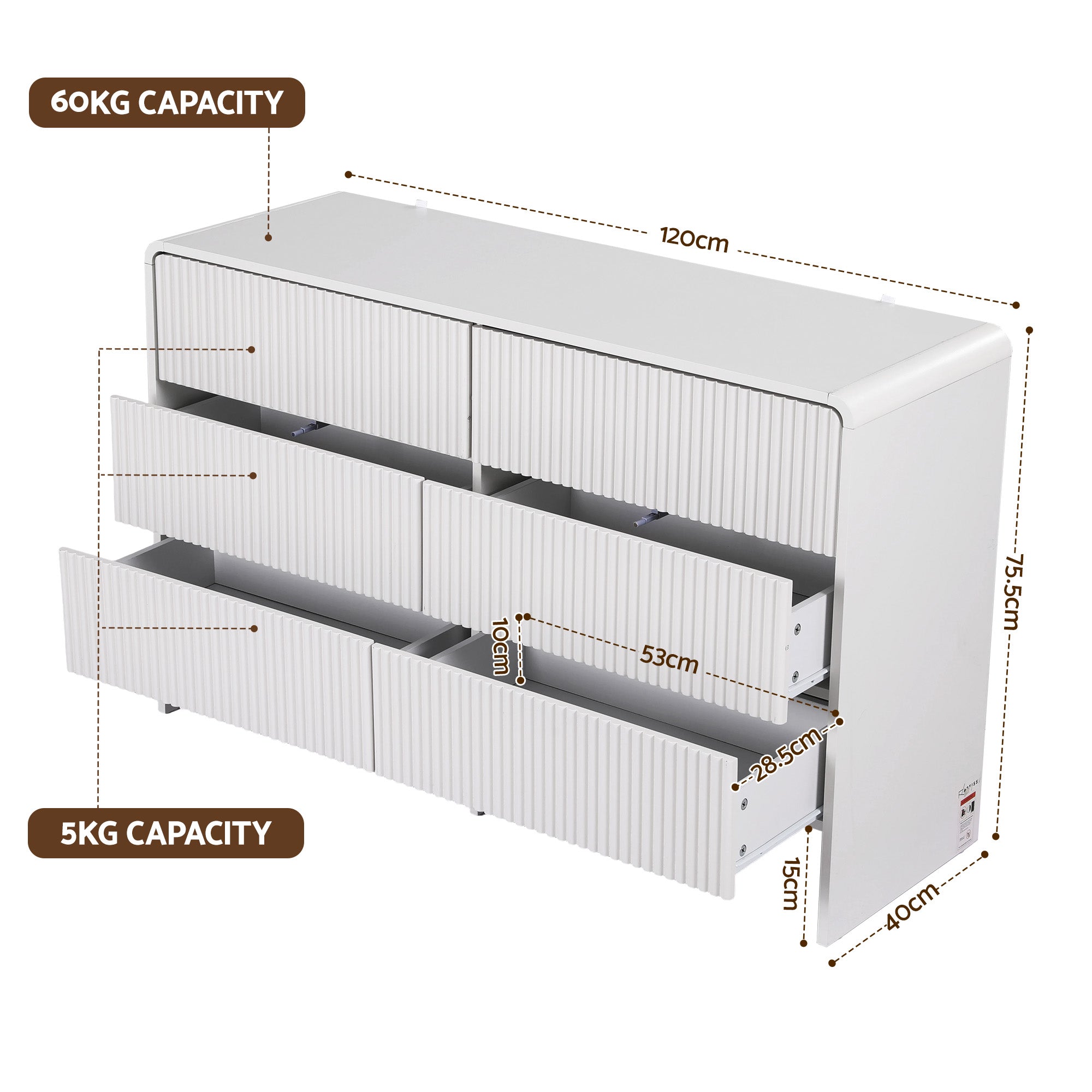 Artiss 6 Chest of Drawers Dresser Cabinet White-Furniture > Bedroom > Dressers-PEROZ Accessories