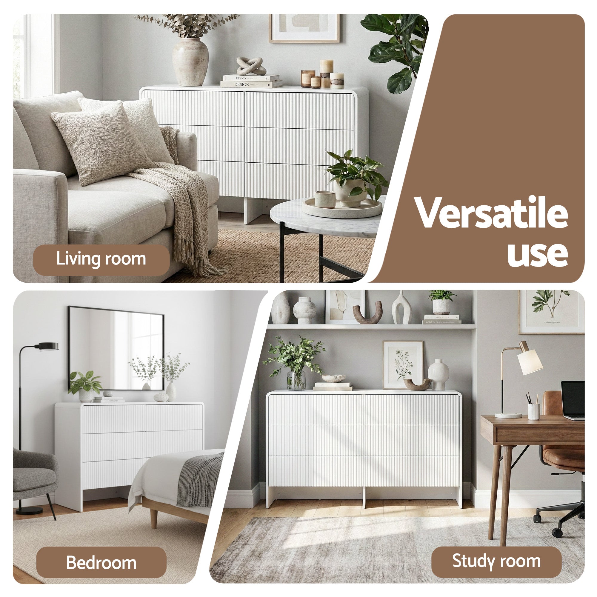 Artiss 6 Chest of Drawers Dresser Cabinet White-Furniture > Bedroom > Dressers-PEROZ Accessories