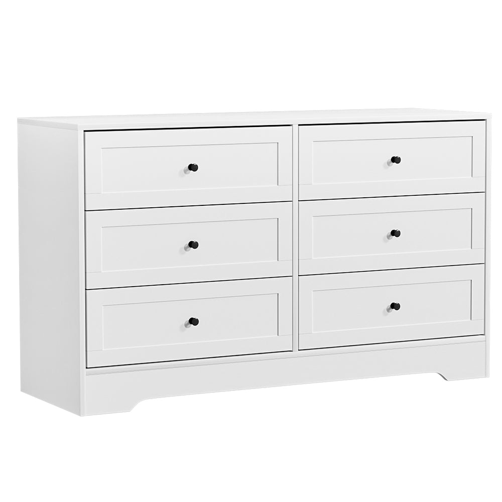 Artiss 6 Chest of Drawers - LEIF White-Furniture > Bedroom-PEROZ Accessories