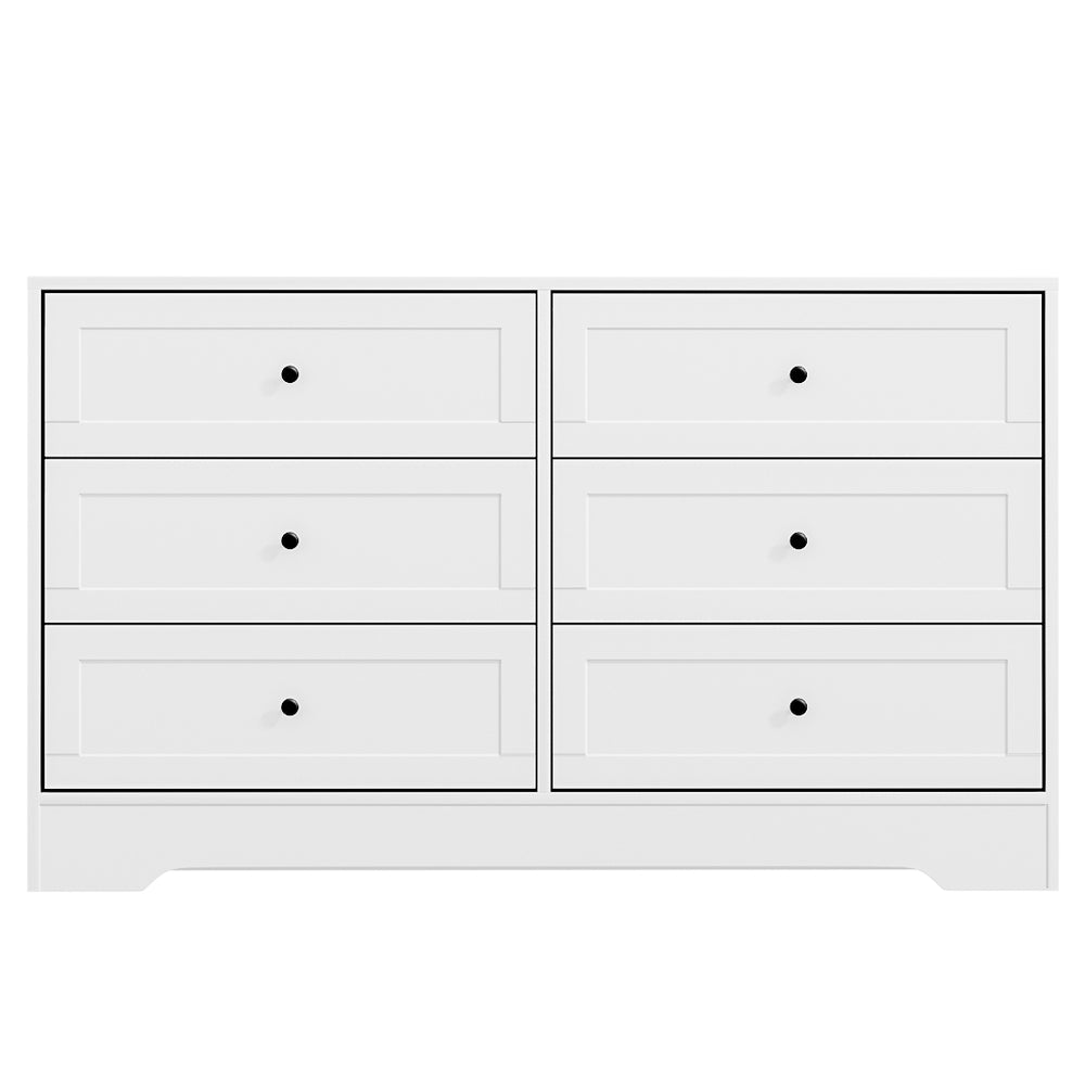 Artiss 6 Chest of Drawers - LEIF White-Furniture > Bedroom-PEROZ Accessories