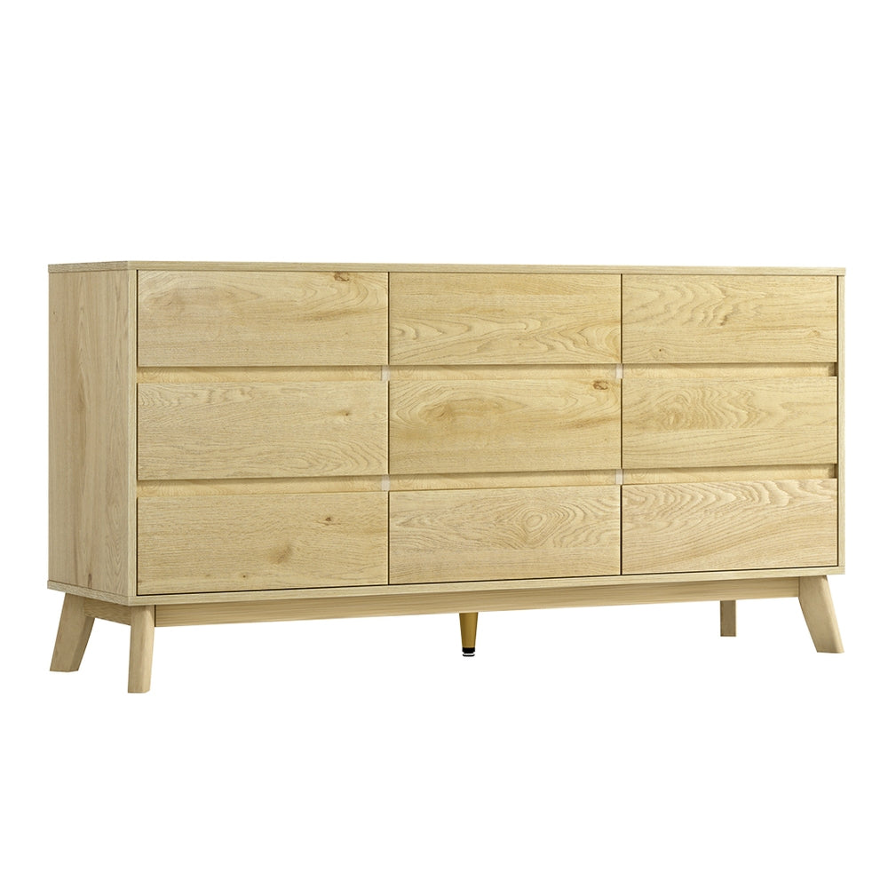 Artiss 9 Chest of Drawers Tallboy Cabinet - XAVI Pine-Furniture > Bedroom-PEROZ Accessories