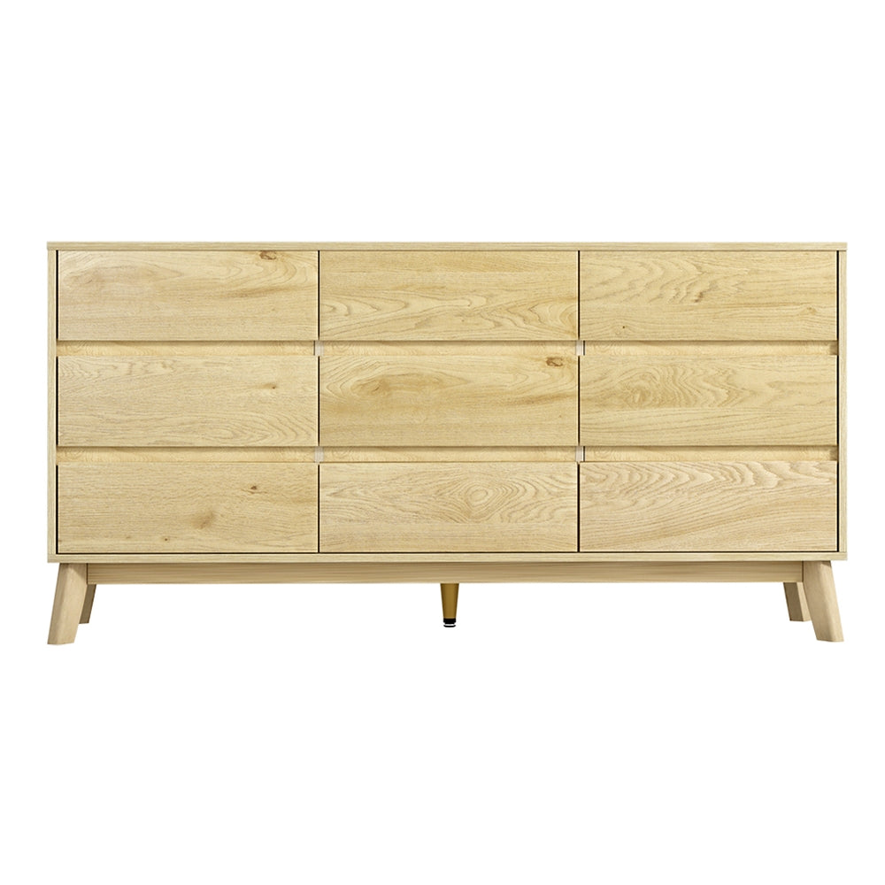 Artiss 9 Chest of Drawers Tallboy Cabinet - XAVI Pine-Furniture > Bedroom-PEROZ Accessories