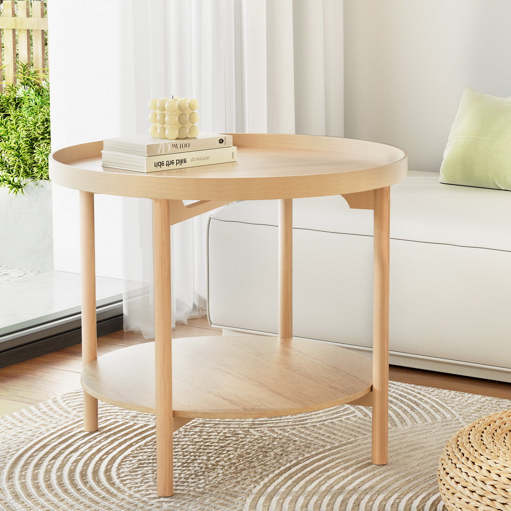 Artiss Coffee Table Side Table Round 70CM-Furniture > Living Room-PEROZ Accessories
