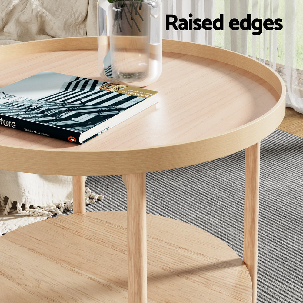 Artiss Coffee Table Side Table Round 70CM-Furniture > Living Room-PEROZ Accessories