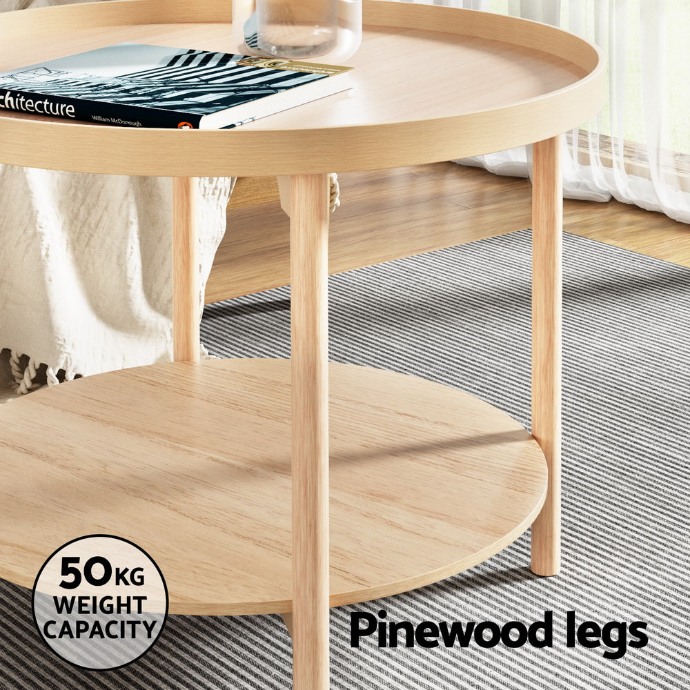 Artiss Coffee Table Side Table Round 70CM-Furniture > Living Room-PEROZ Accessories