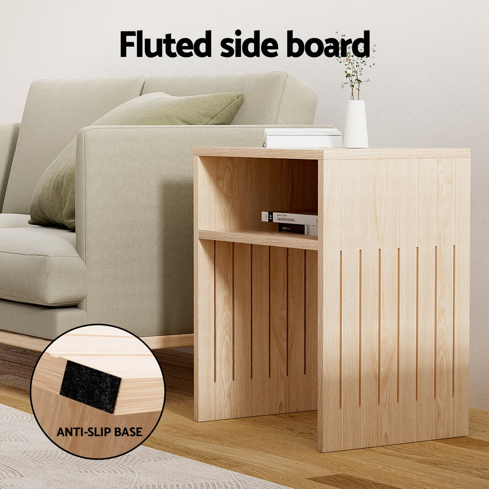 Artiss Coffee Table Storage Shelf Fluted Side Pine-Furniture > Living Room > Coffee Tables-PEROZ Accessories