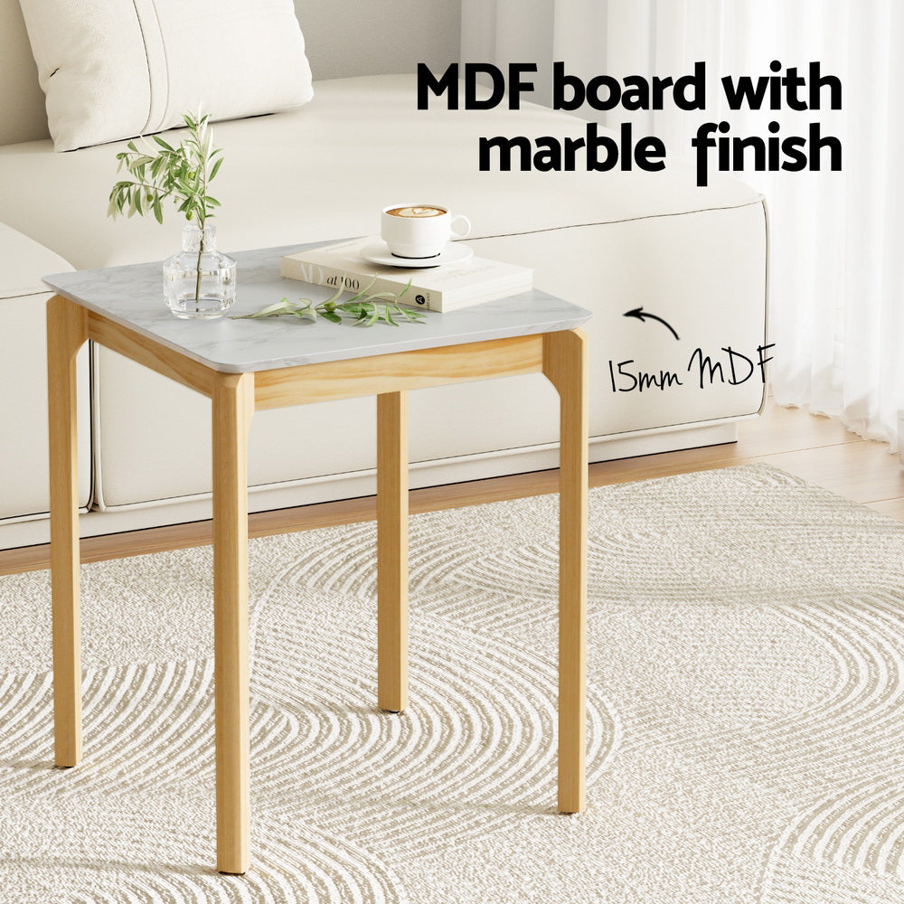 Artiss Coffee Table Marble Effect Square-Furniture > Living Room > Coffee Tables-PEROZ Accessories