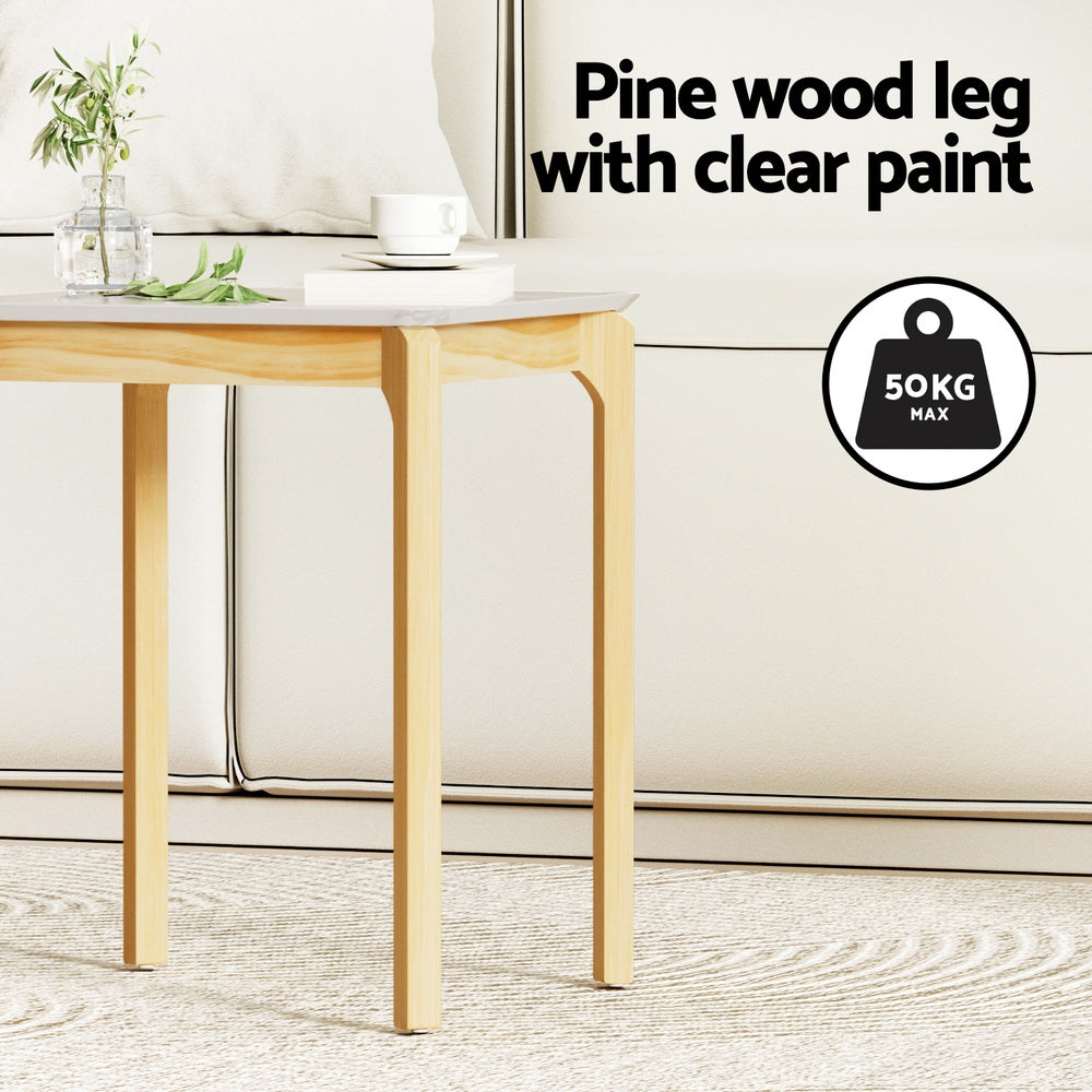 Artiss Coffee Table Marble Effect Square-Furniture > Living Room > Coffee Tables-PEROZ Accessories