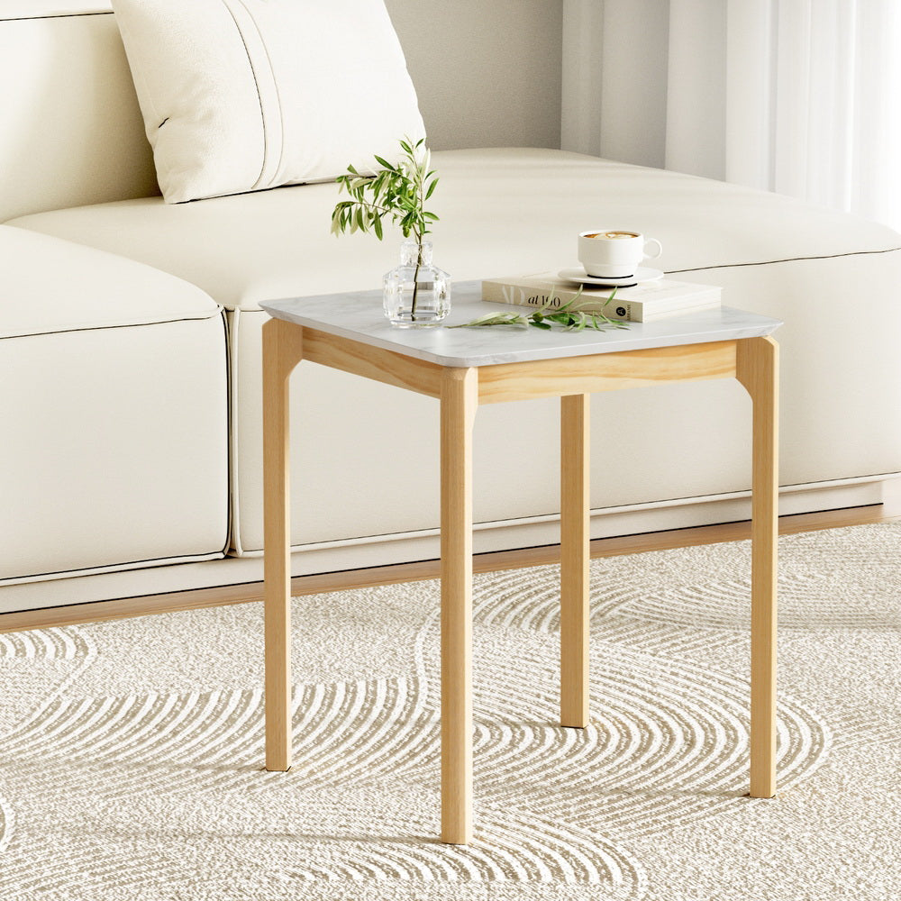 Artiss Coffee Table Marble Effect Square-Furniture > Living Room > Coffee Tables-PEROZ Accessories