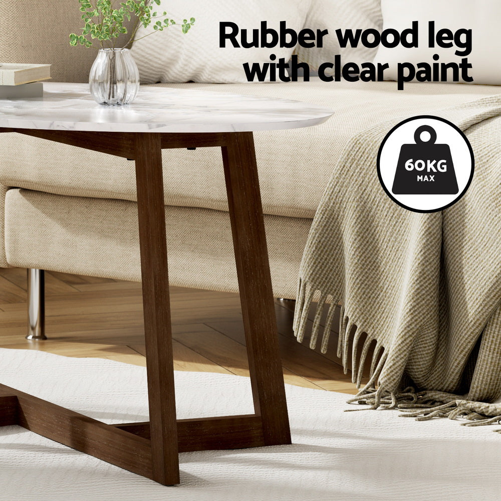 Artiss Coffee Table Oval Marble Effect-Furniture > Living Room > Coffee Tables-PEROZ Accessories