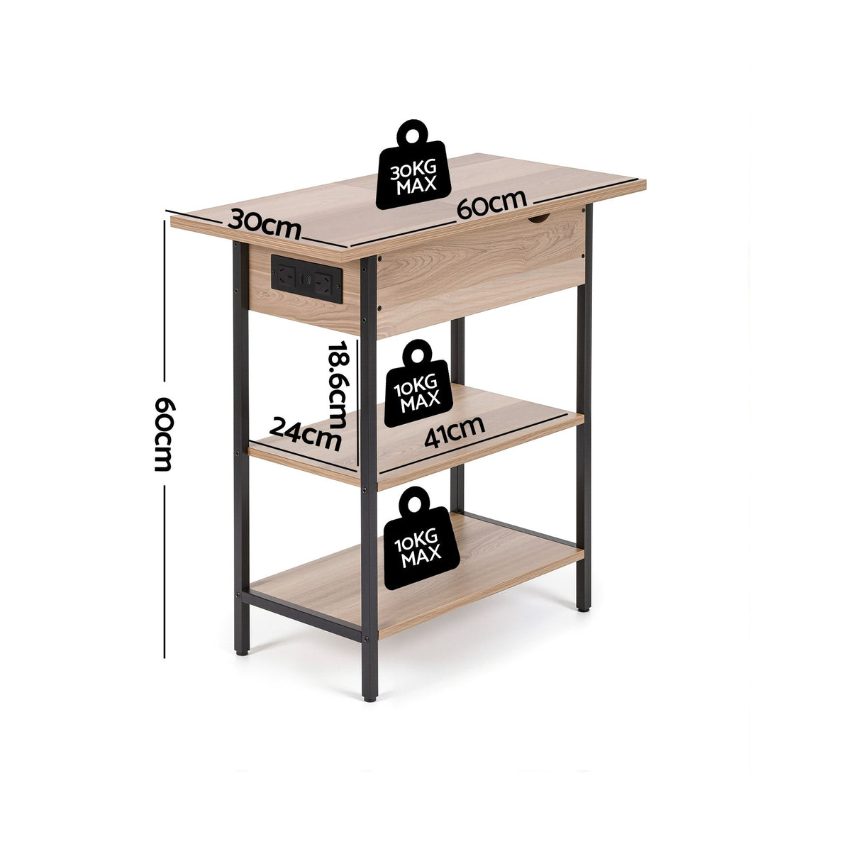 Artiss Coffee Table Set Of 2 Side Bedside End Table Charging Station Flip-Top Storage 60cm Wood-Furniture > Living Room > Coffee Tables-PEROZ Accessories