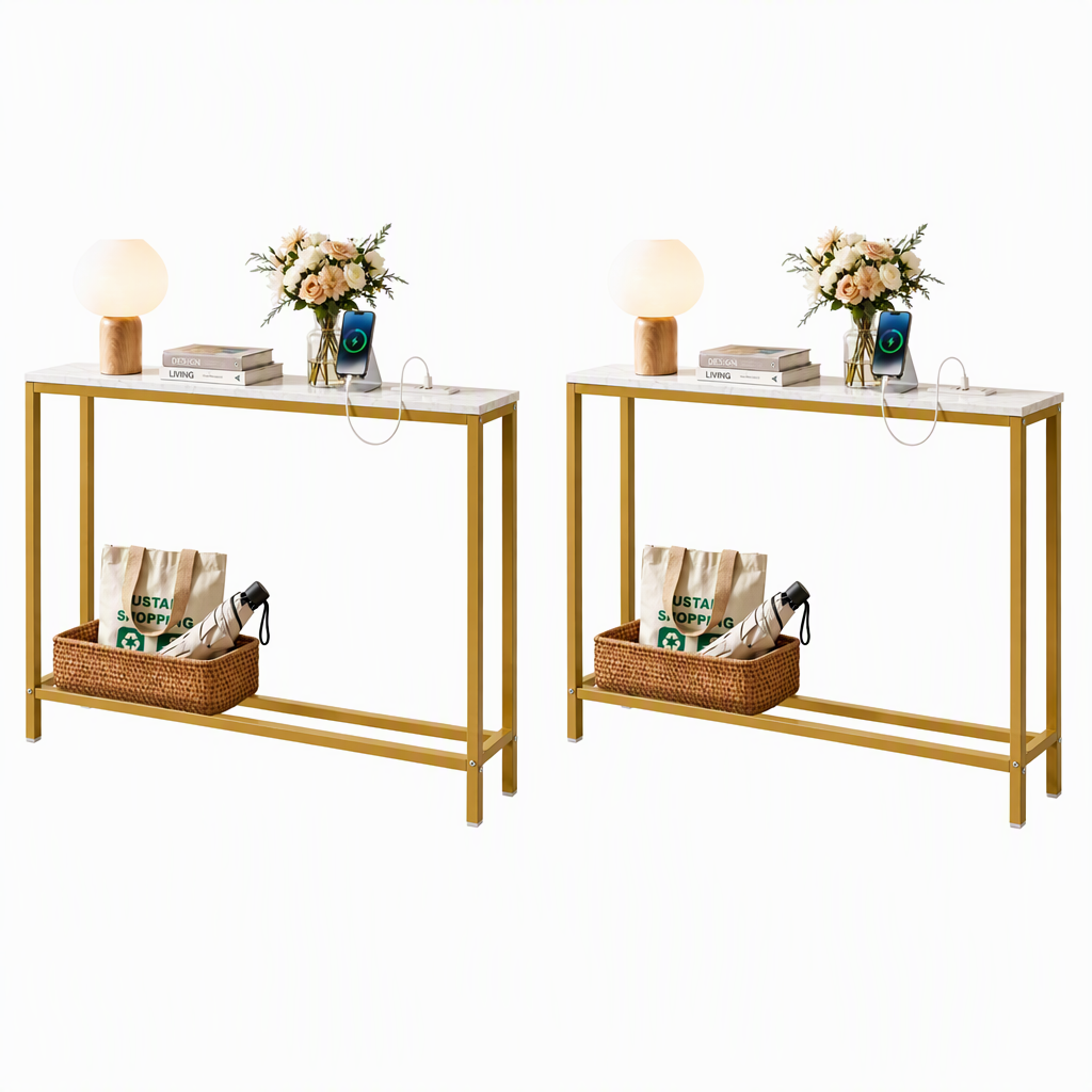 Artiss Console Table Set of 2 with Charging Station Narrow Hallway Table