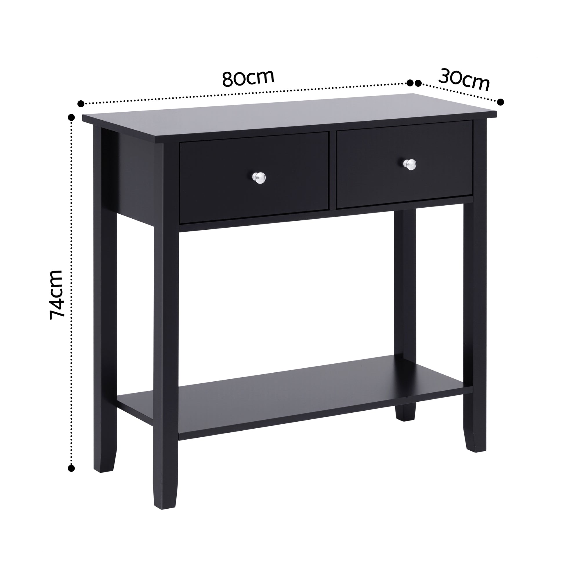 Artiss Console Table Hallway Sofa Entryway Entrance 2 Drawers 80CM Black-Furniture > Living Room > Side Tables-PEROZ Accessories