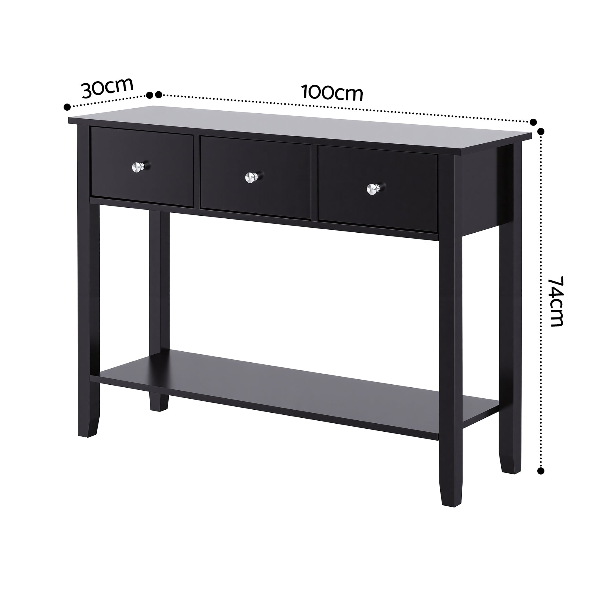Artiss Console Table Hallway Sofa Entryway Entrance 3 Drawers 100CM Black-Furniture > Living Room > Side Tables-PEROZ Accessories
