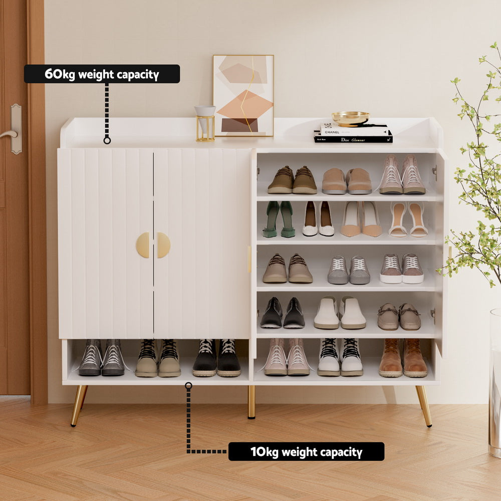 Artiss Shoe Rack Cabinet 5 Tiers 30 Pairs White-Furniture > Living Room > Shoe Storage-PEROZ Accessories