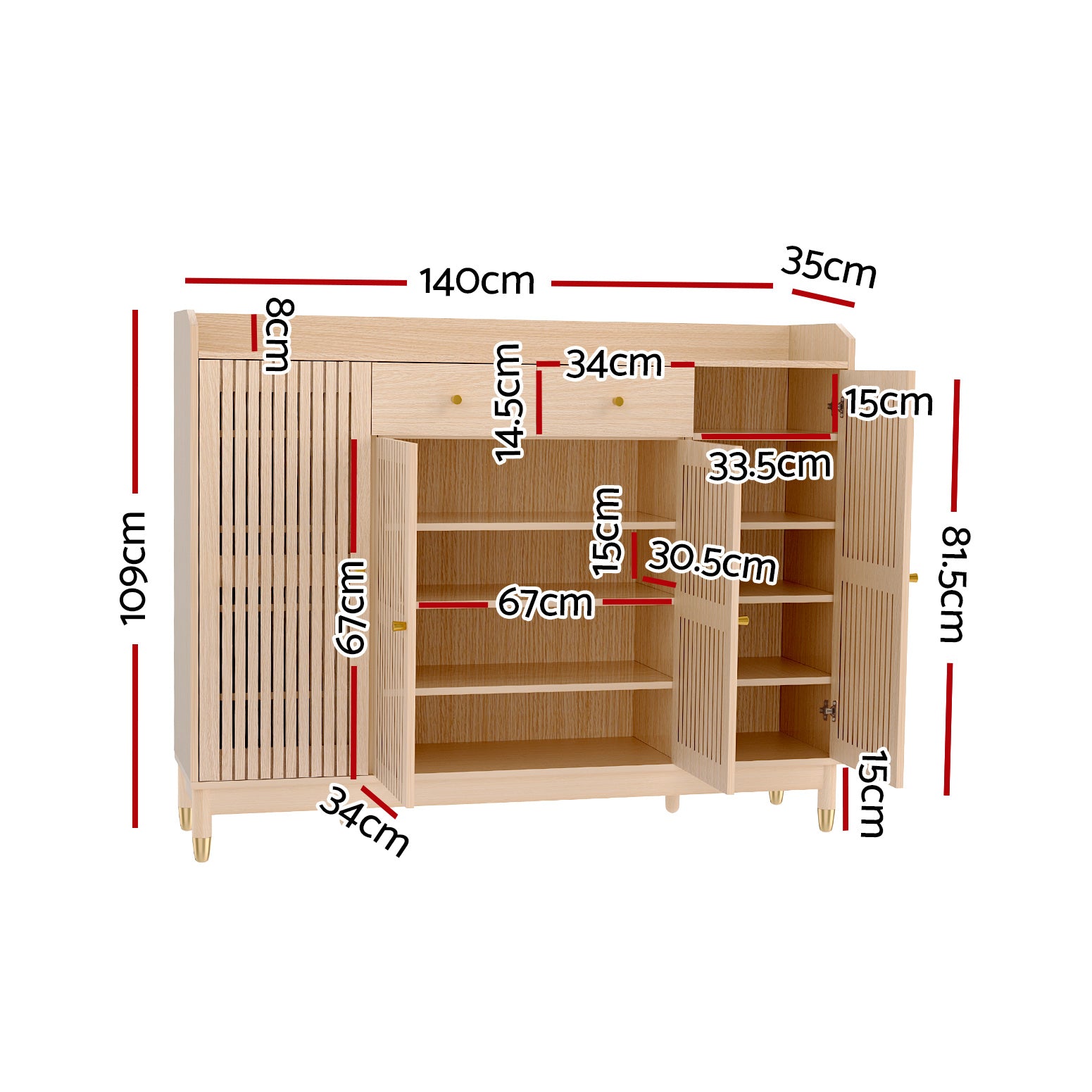 Artiss Shoe Rack Cabinet with Shelves 26 Pairs Pine-Furniture > Living Room > Shoe Storage-PEROZ Accessories