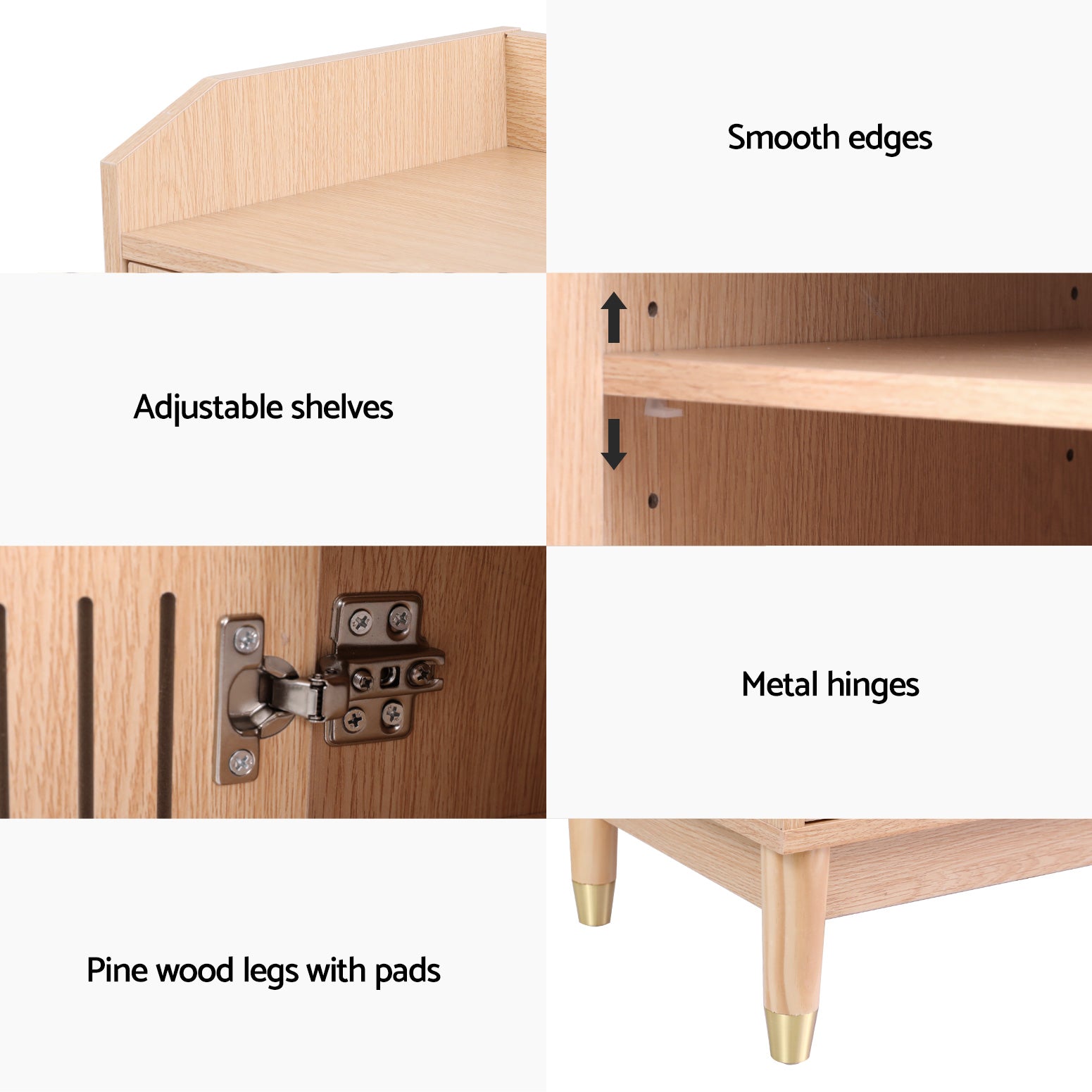 Artiss Shoe Rack Cabinet with Shelves 26 Pairs Pine-Furniture > Living Room > Shoe Storage-PEROZ Accessories