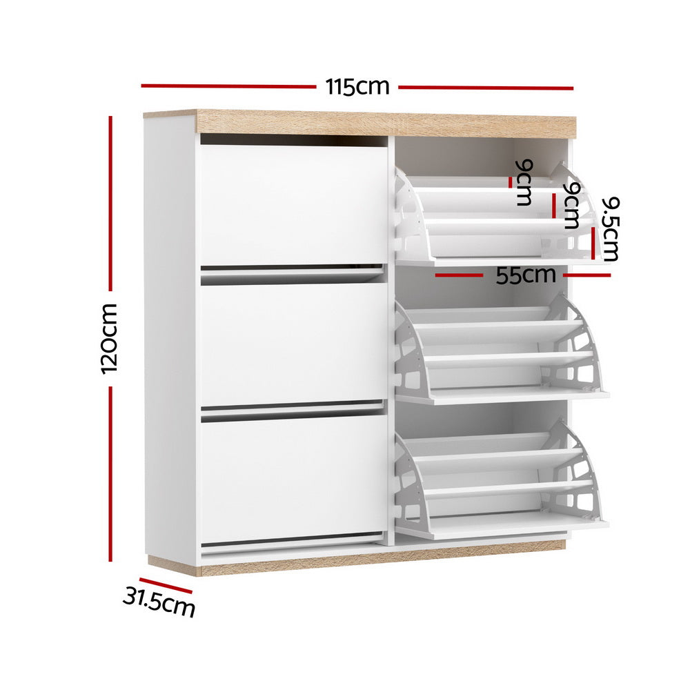 Artiss Shoe Rack Cabinet 3-Tier 45 Pairs White-Furniture > Living Room > Shoe Storage-PEROZ Accessories