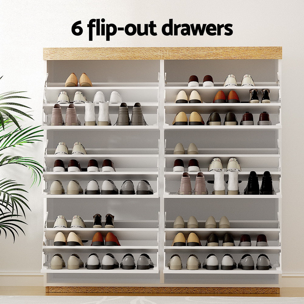 Artiss Shoe Rack Cabinet 3-Tier 45 Pairs White-Furniture > Living Room > Shoe Storage-PEROZ Accessories